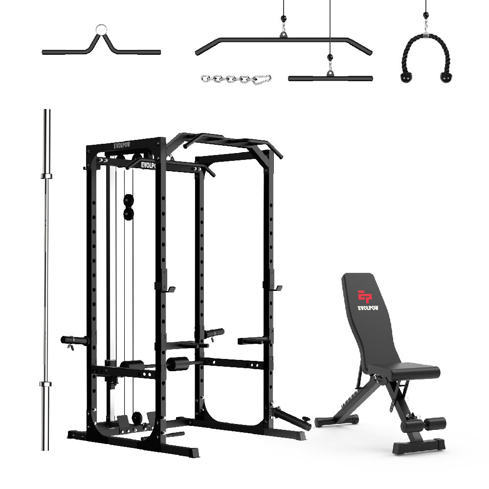 EVOLPOW P2A Brute All-in-One Power Rack Home Gym - For Beginner