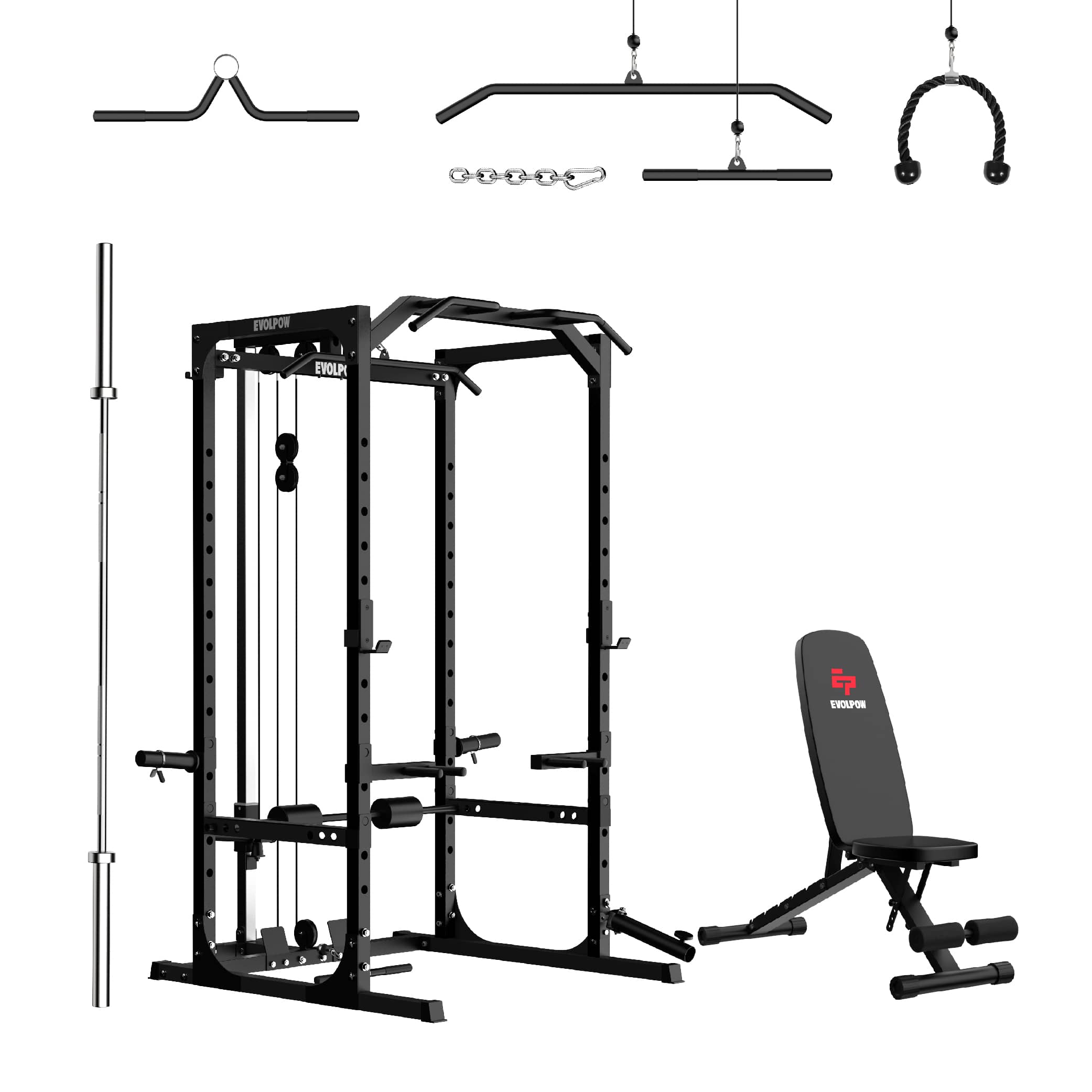 EVOLPOW P2A Brute All-in-One Power Rack Home Gym - For Beginner