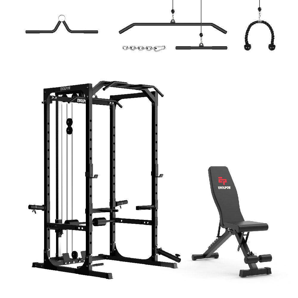 EVOLPOW P2A Brute All-in-One Power Rack Home Gym - For Beginner