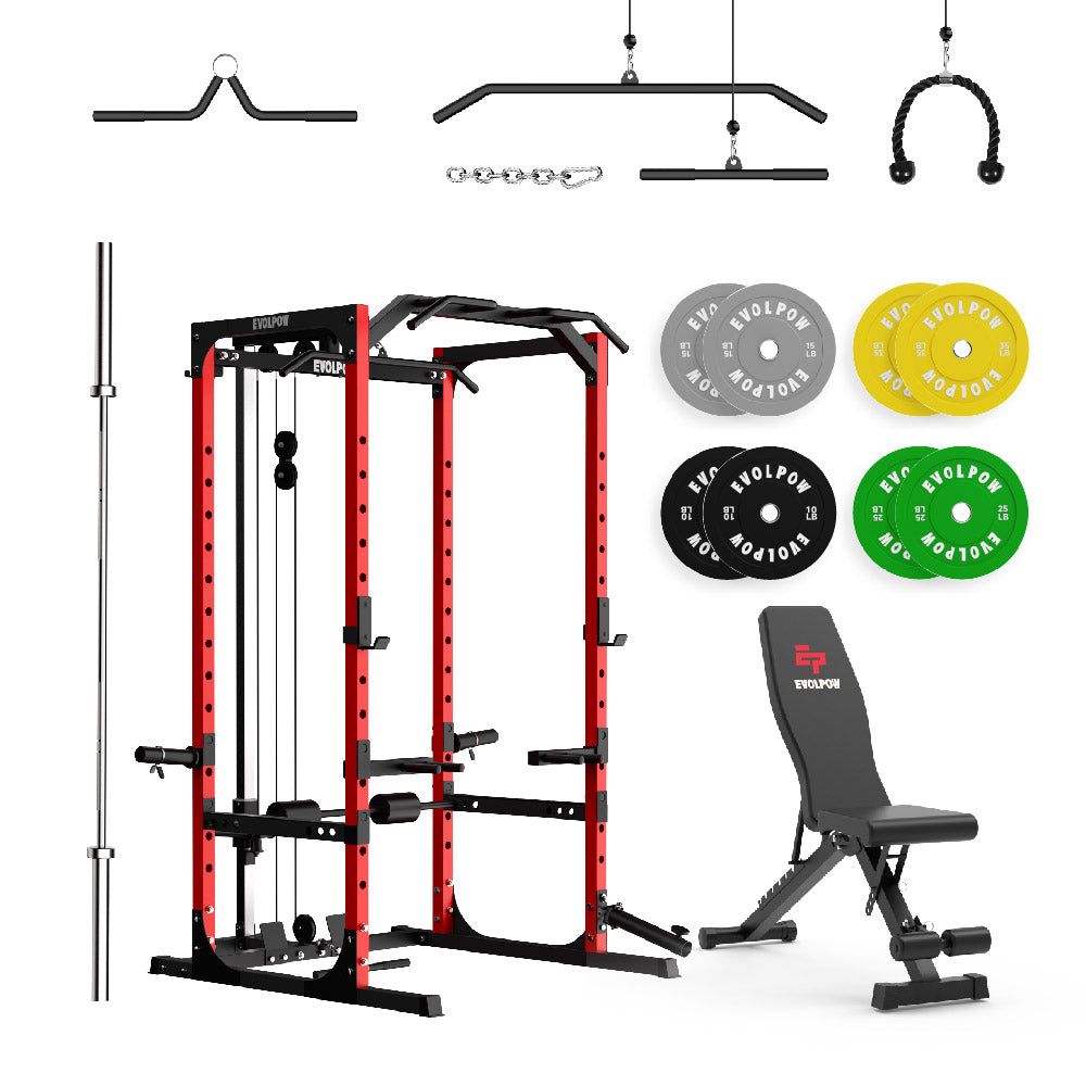 EVOLPOW P2A Brute All-in-One Power Rack Home Gym - For Beginner