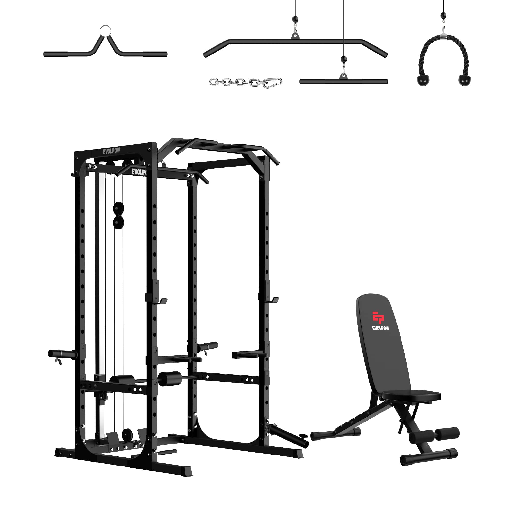 EVOLPOW P2A Brute All-in-One Power Rack Home Gym - For Beginner