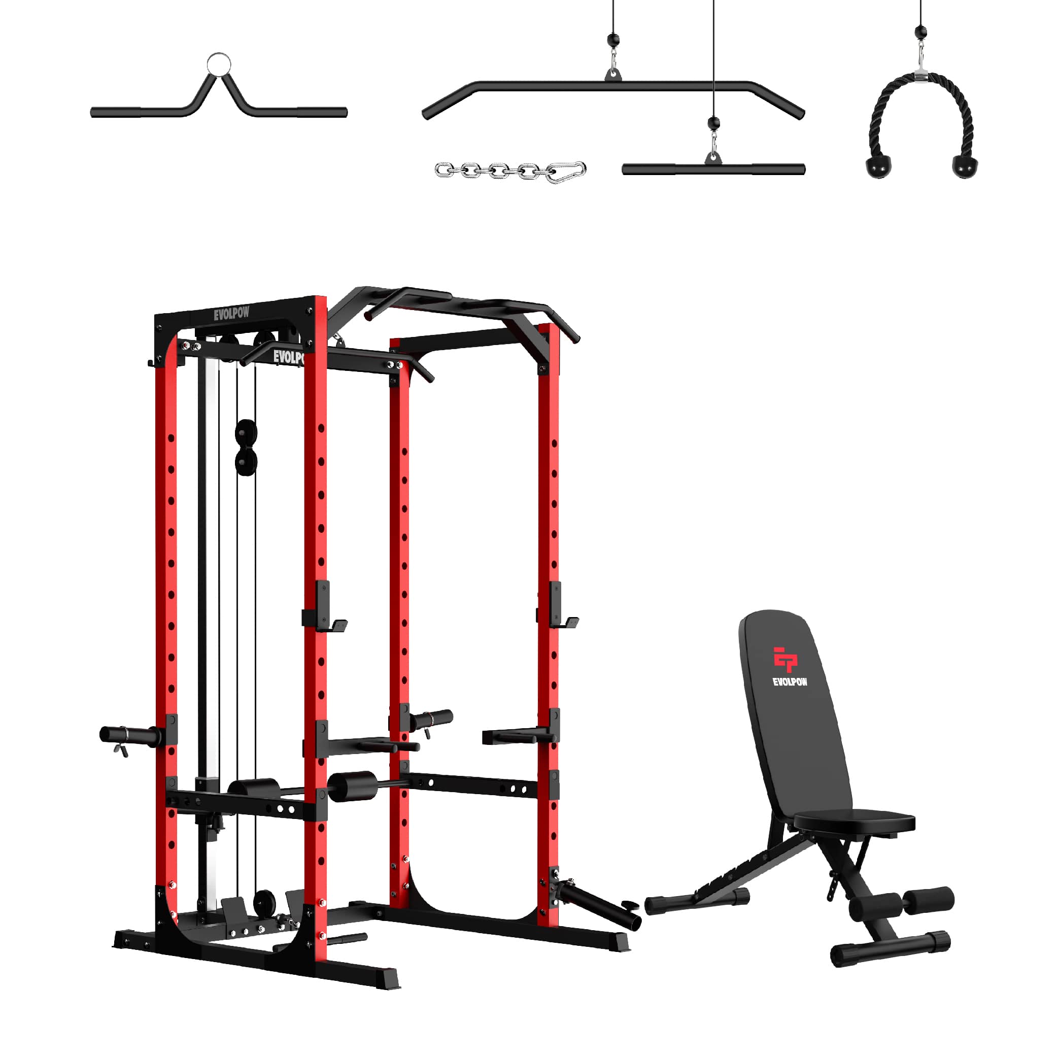 EVOLPOW P2A Brute All-in-One Power Rack Home Gym - For Beginner