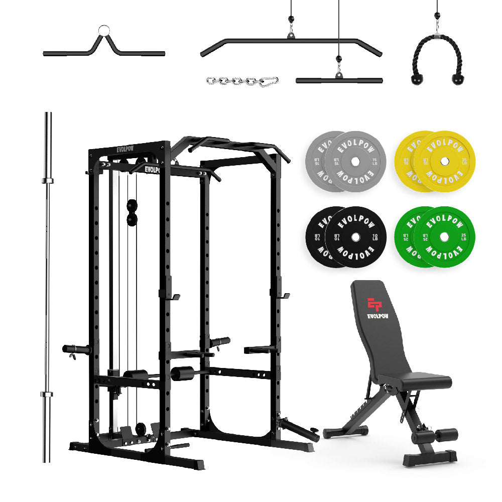 EVOLPOW P2A Brute All-in-One Power Rack Home Gym - For Beginner