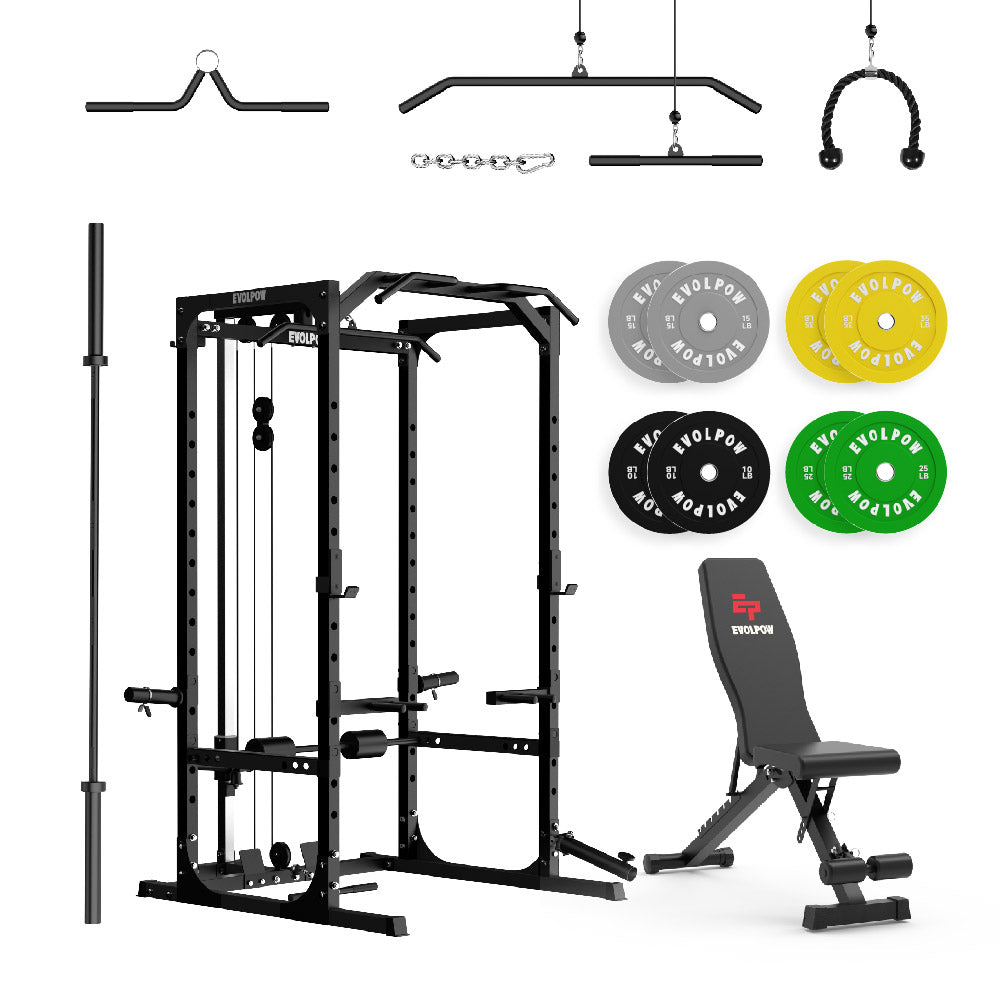 EVOLPOW P2A Brute All-in-One Power Rack Home Gym Package