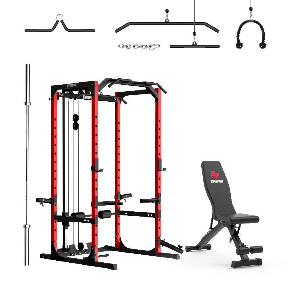 EVOLPOW P2A Brute All-in-One Power Rack Home Gym - For Beginner