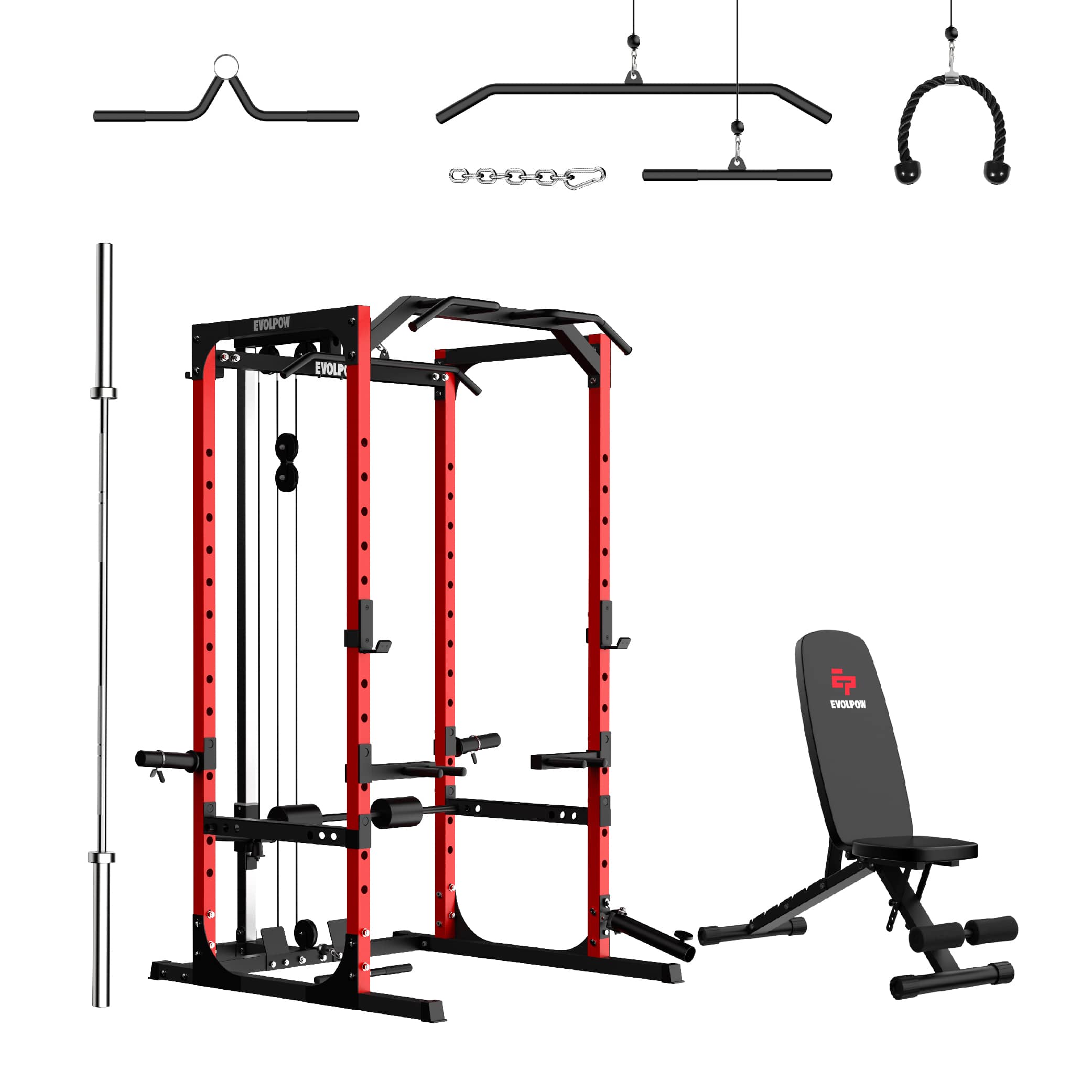EVOLPOW P2A Brute All-in-One Power Rack Home Gym - For Beginner