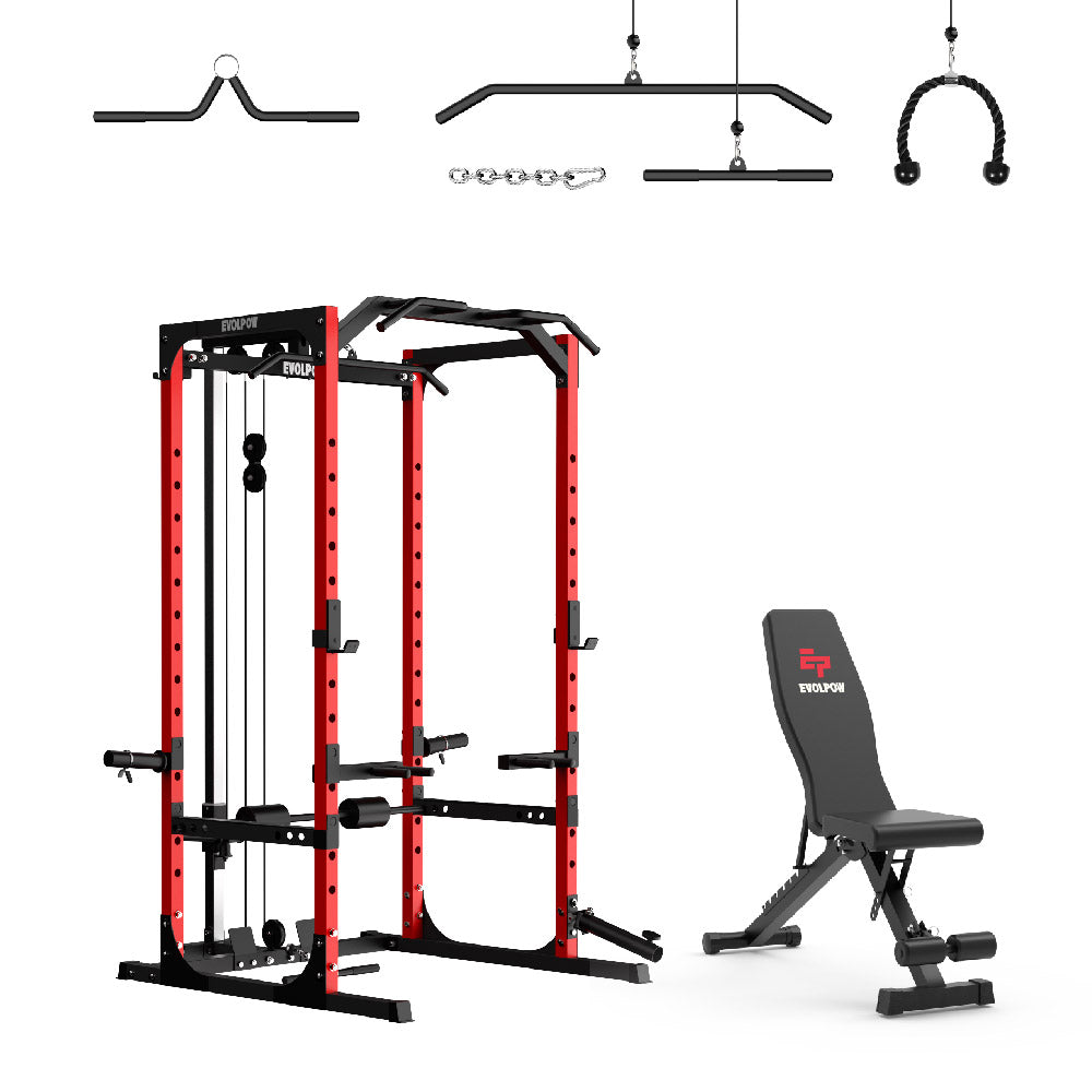 EVOLPOW P2A Brute All-in-One Power Rack Home Gym - For Beginner