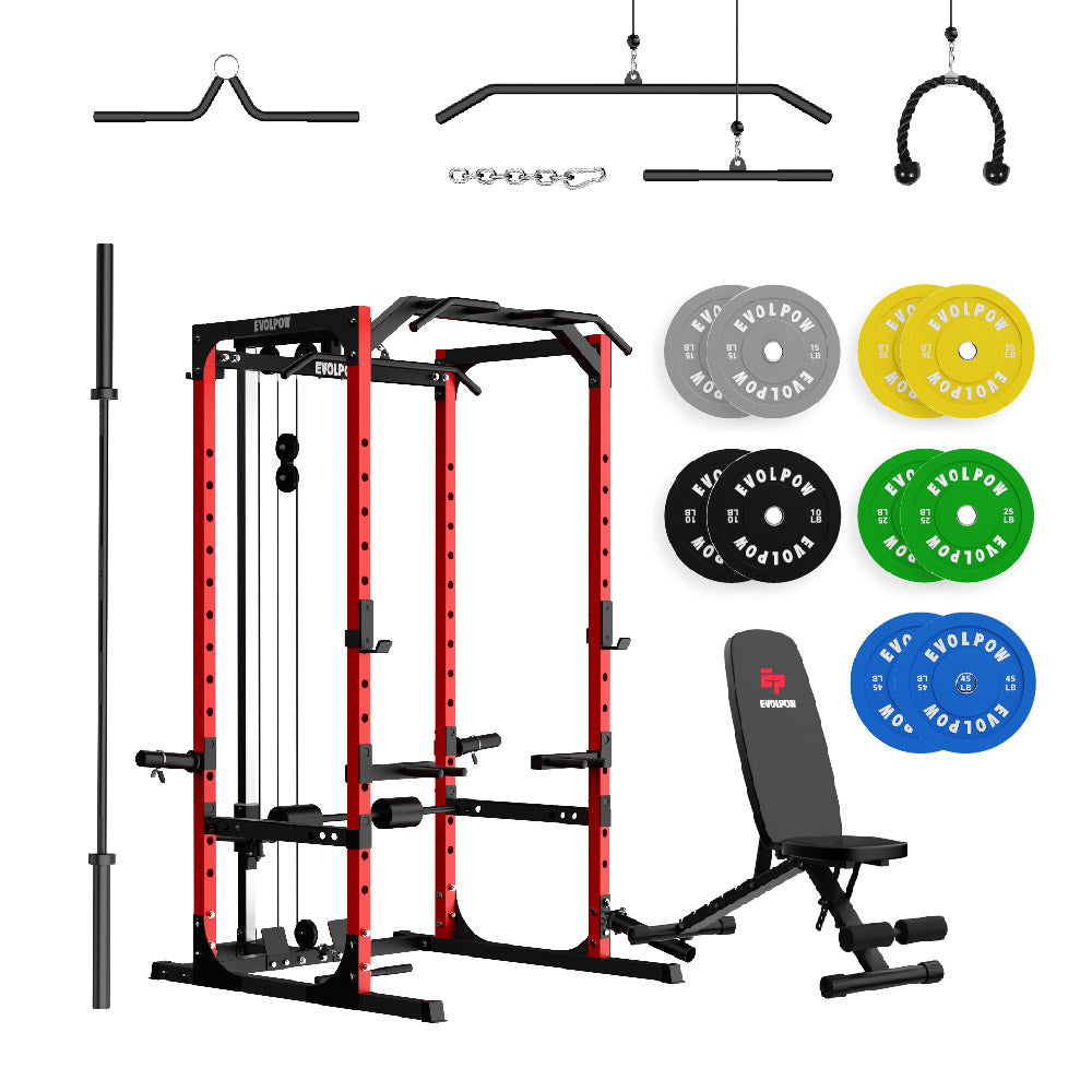 EVOLPOW P2A Brute All-in-One Power Rack Home Gym Package
