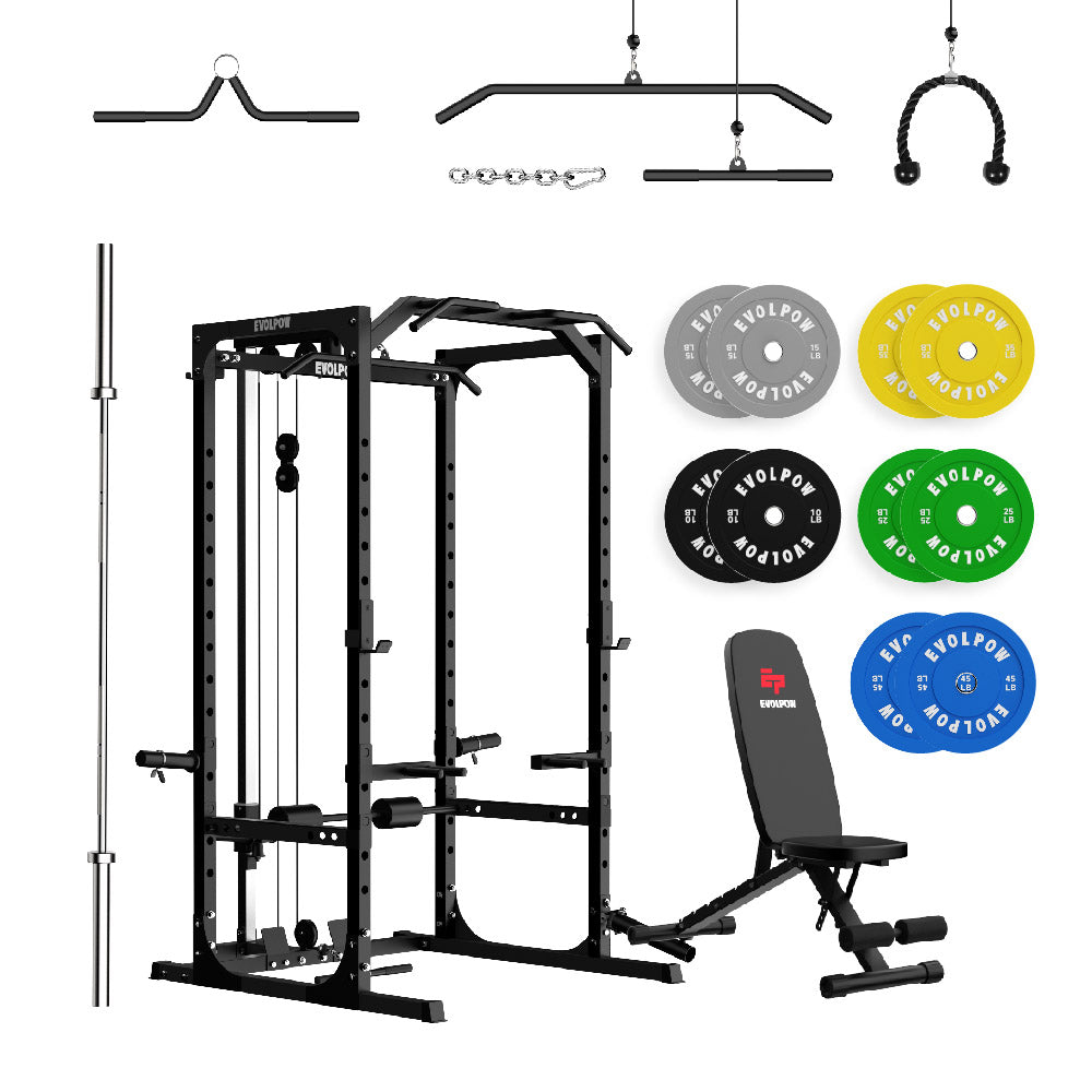 EVOLPOW P2A Brute All-in-One Power Rack Home Gym Package