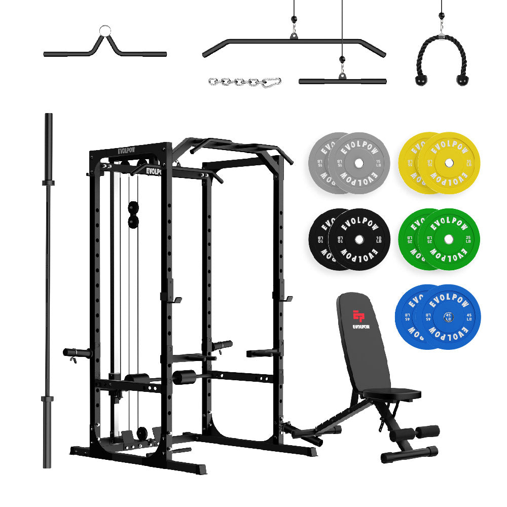 EVOLPOW P2A Brute All-in-One Power Rack Home Gym Package