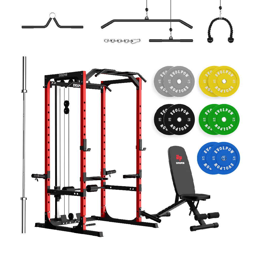 EVOLPOW P2A Brute All-in-One Power Rack Home Gym Package