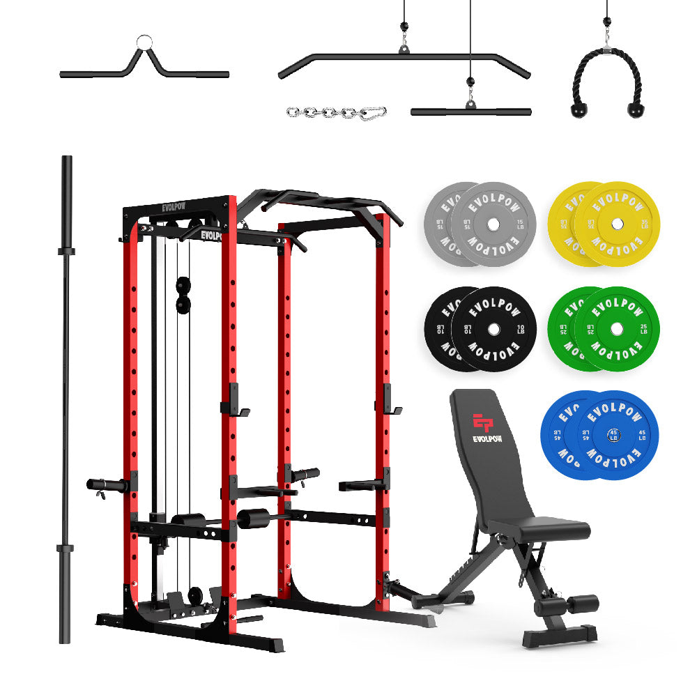 EVOLPOW P2A Brute All-in-One Power Rack Home Gym Package