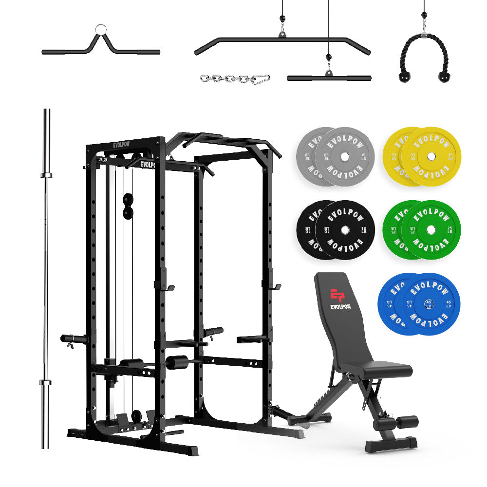 EVOLPOW P2A Brute All-in-One Power Rack Home Gym Package