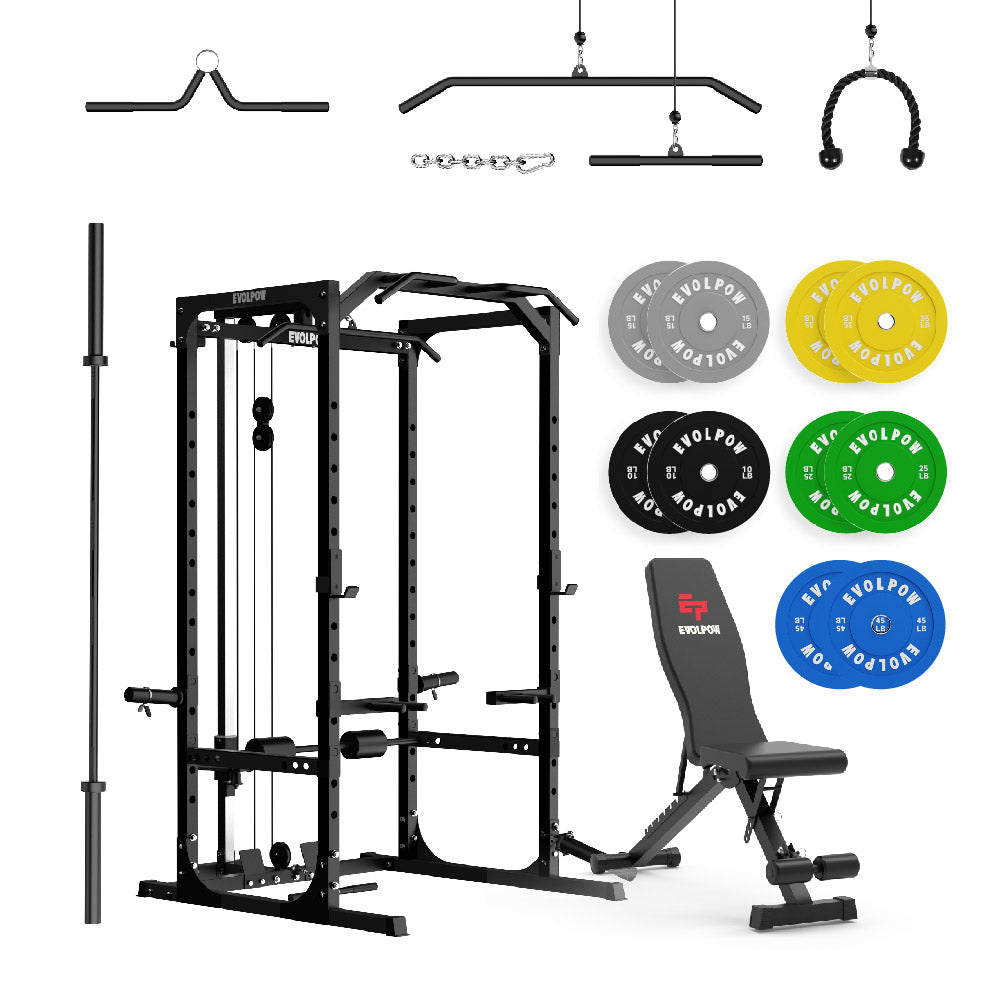 EVOLPOW P2A Brute All-in-One Power Rack Home Gym Package