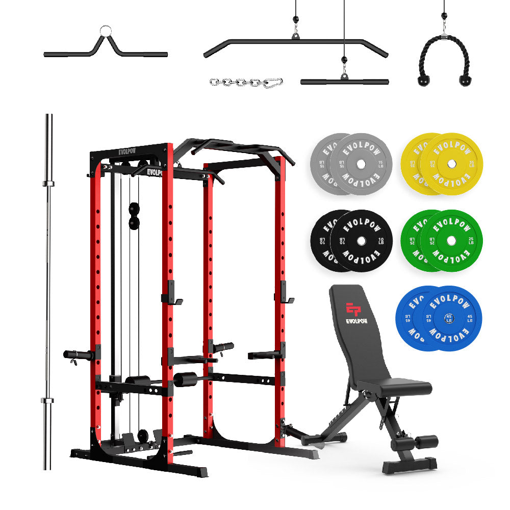 EVOLPOW P2A Brute All-in-One Power Rack Home Gym - For Beginner
