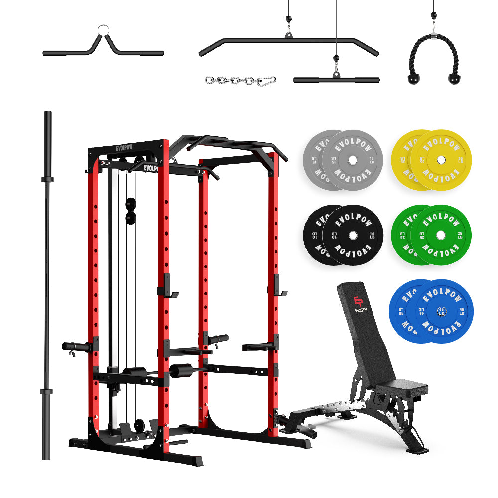 EVOLPOW P2A Brute All-in-One Power Rack Home Gym Package