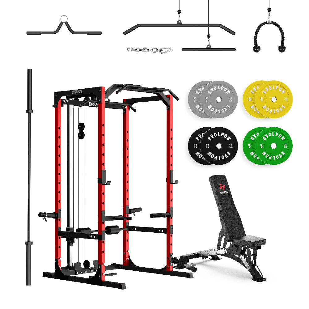 EVOLPOW P2A Brute All-in-One Power Rack Home Gym Package