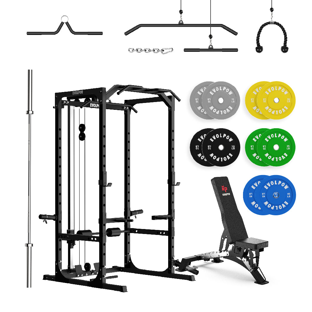 EVOLPOW P2A Brute All-in-One Power Rack Home Gym Package