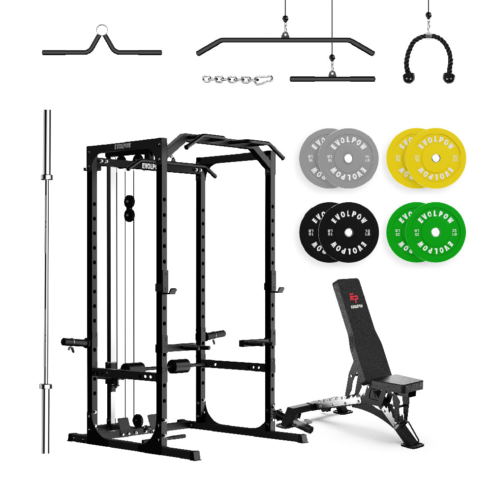 EVOLPOW P2A Brute All-in-One Power Rack Home Gym - For Beginner