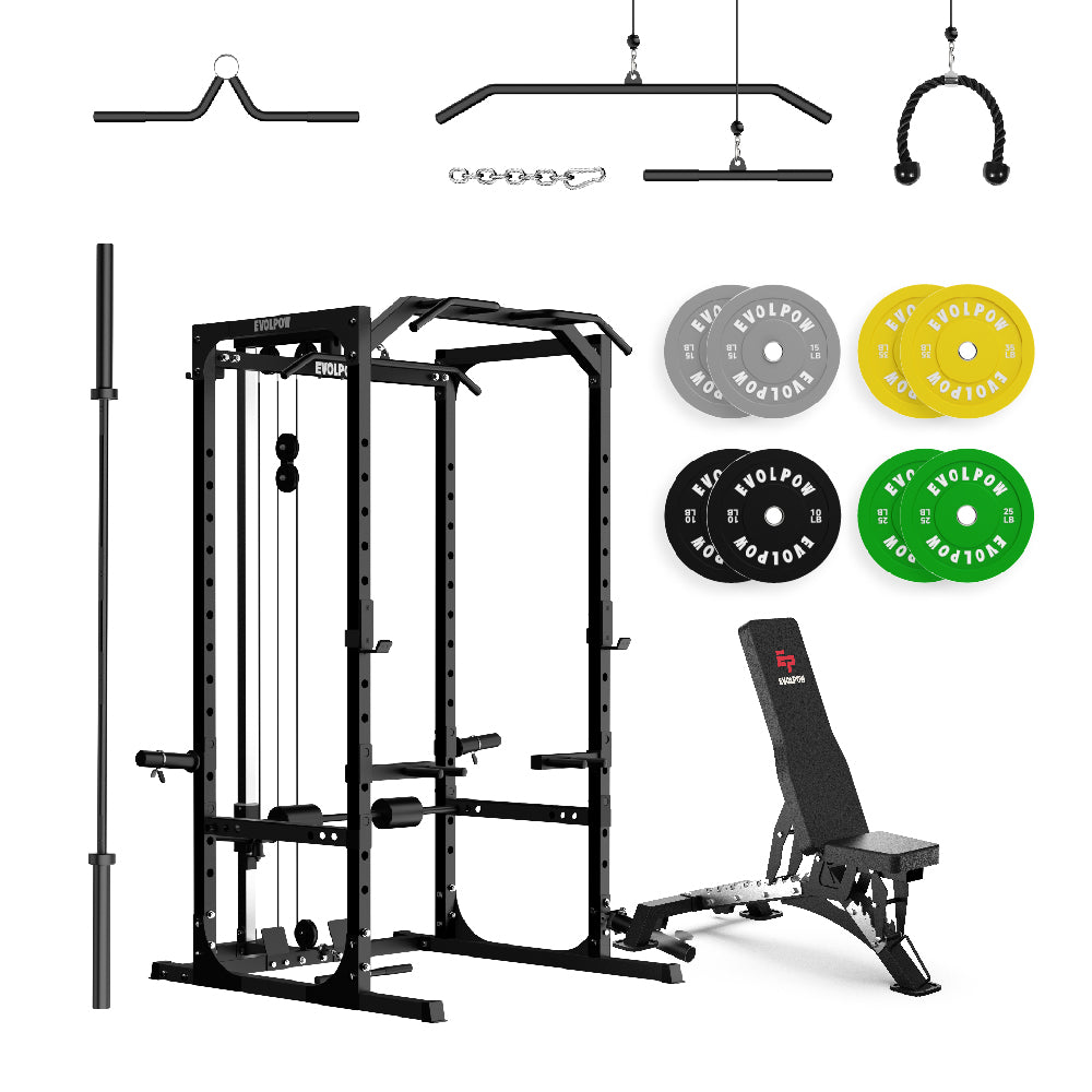 EVOLPOW P2A Brute All-in-One Power Rack Home Gym Package