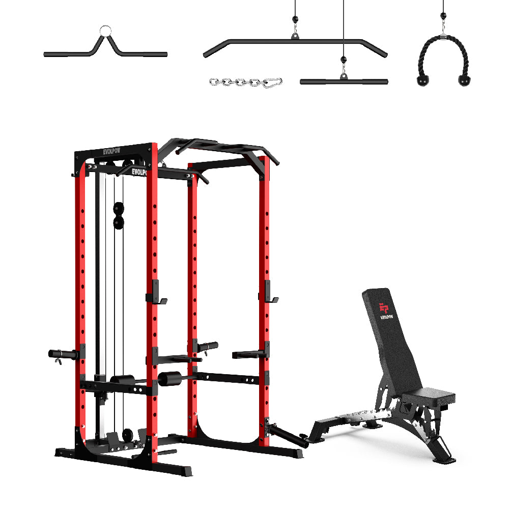 EVOLPOW P2A Brute All-in-One Power Rack Home Gym - For Beginner