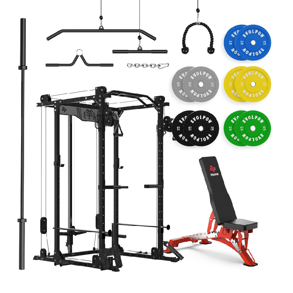 EVOLPOW P2D Brute All-in-One Power Rack Home Gym Package