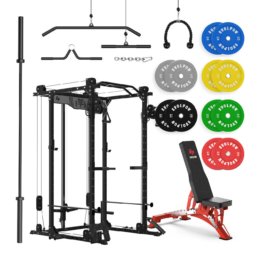 EVOLPOW P2D Brute All-in-One Power Rack Home Gym Package