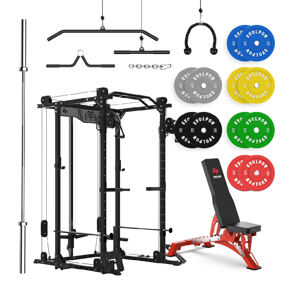 EVOLPOW P2D Brute All-in-One Power Rack Home Gym Package