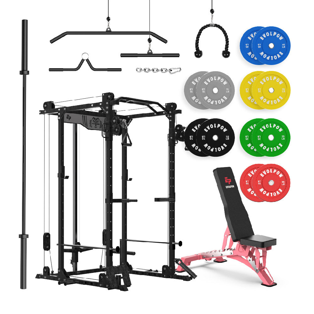 EVOLPOW P2D Brute All-in-One Power Rack Home Gym Package