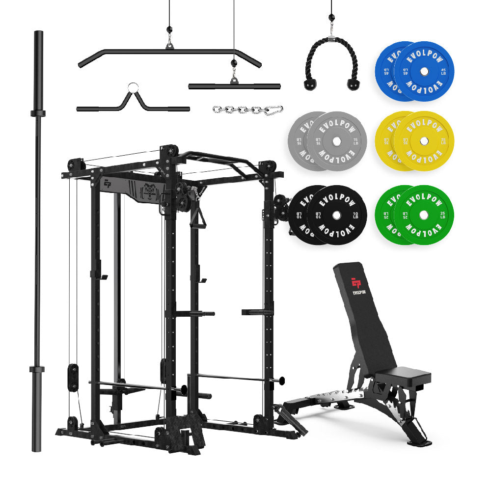 EVOLPOW P2D Brute All-in-One Power Rack Home Gym Package