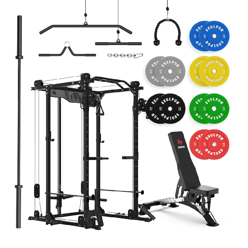 EVOLPOW P2D Brute All-in-One Power Rack Home Gym Package