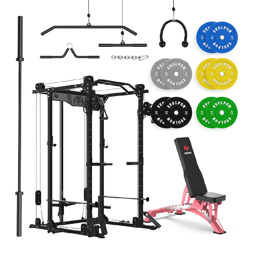 EVOLPOW P2D Brute All-in-One Power Rack Home Gym Package