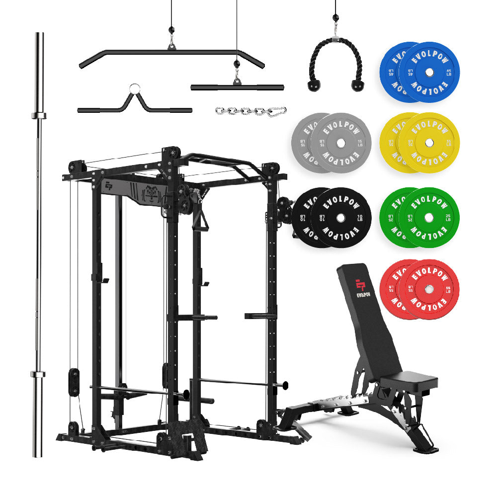 EVOLPOW P2D Brute All-in-One Power Rack Home Gym Package