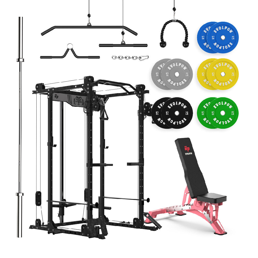 EVOLPOW P2D Brute All-in-One Power Rack Home Gym Package