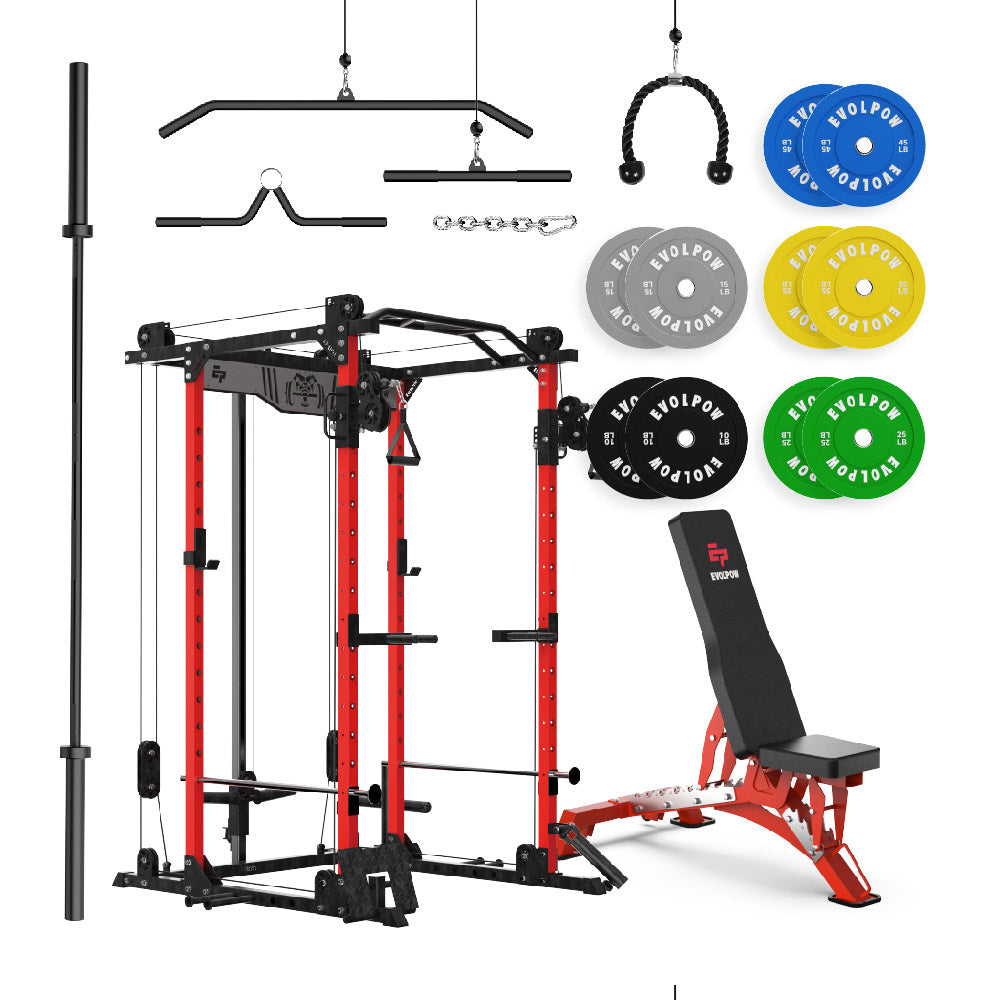 EVOLPOW P2D Brute All-in-One Power Rack Home Gym Package