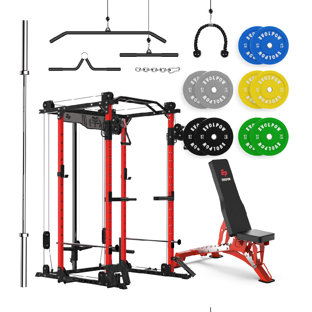 EVOLPOW P2D Brute All-in-One Power Rack Home Gym Package