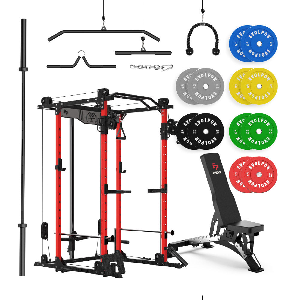EVOLPOW P2D Brute All-in-One Power Rack Home Gym Package
