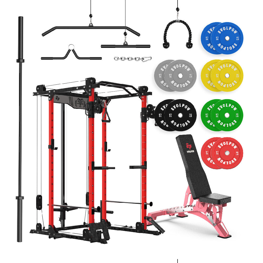 EVOLPOW P2D Brute All-in-One Power Rack Home Gym Package