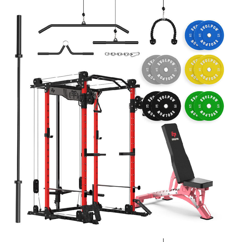 EVOLPOW P2D Brute All-in-One Power Rack Home Gym Package