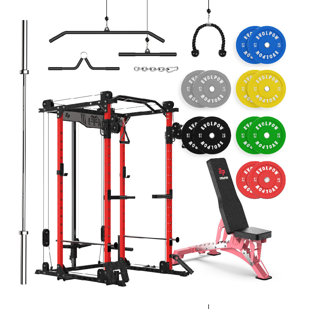 EVOLPOW P2D Brute All-in-One Power Rack Home Gym Package
