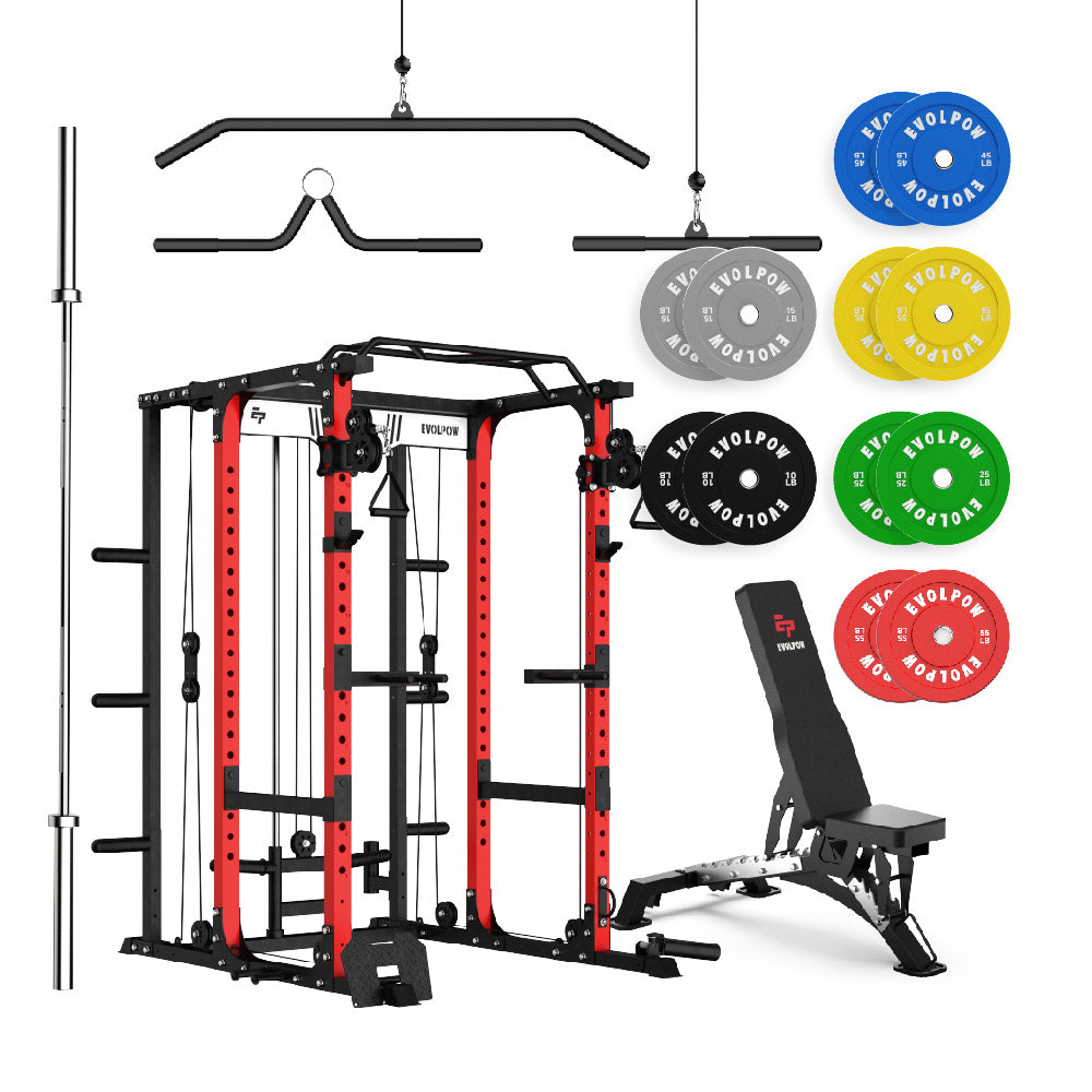 EVOLPOW P3A Tank Upgraded All-in-One Power Rack Home Gym Package