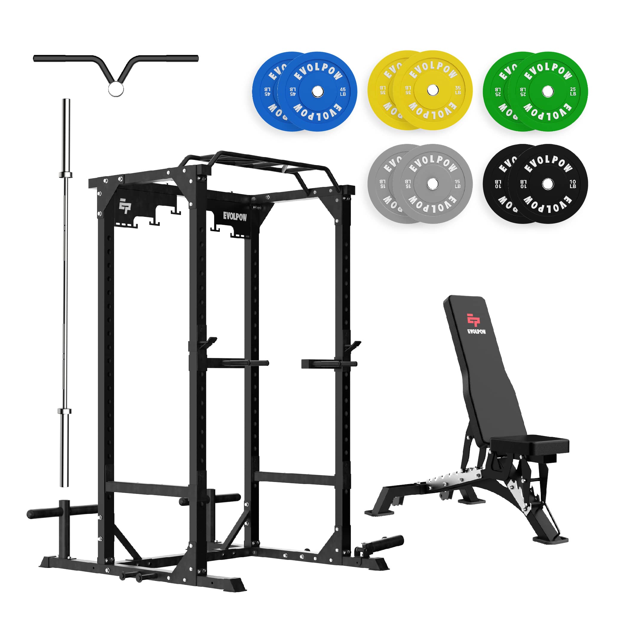 EVOLPOW P3B Tank All-in-One Power Rack Home Gym Package