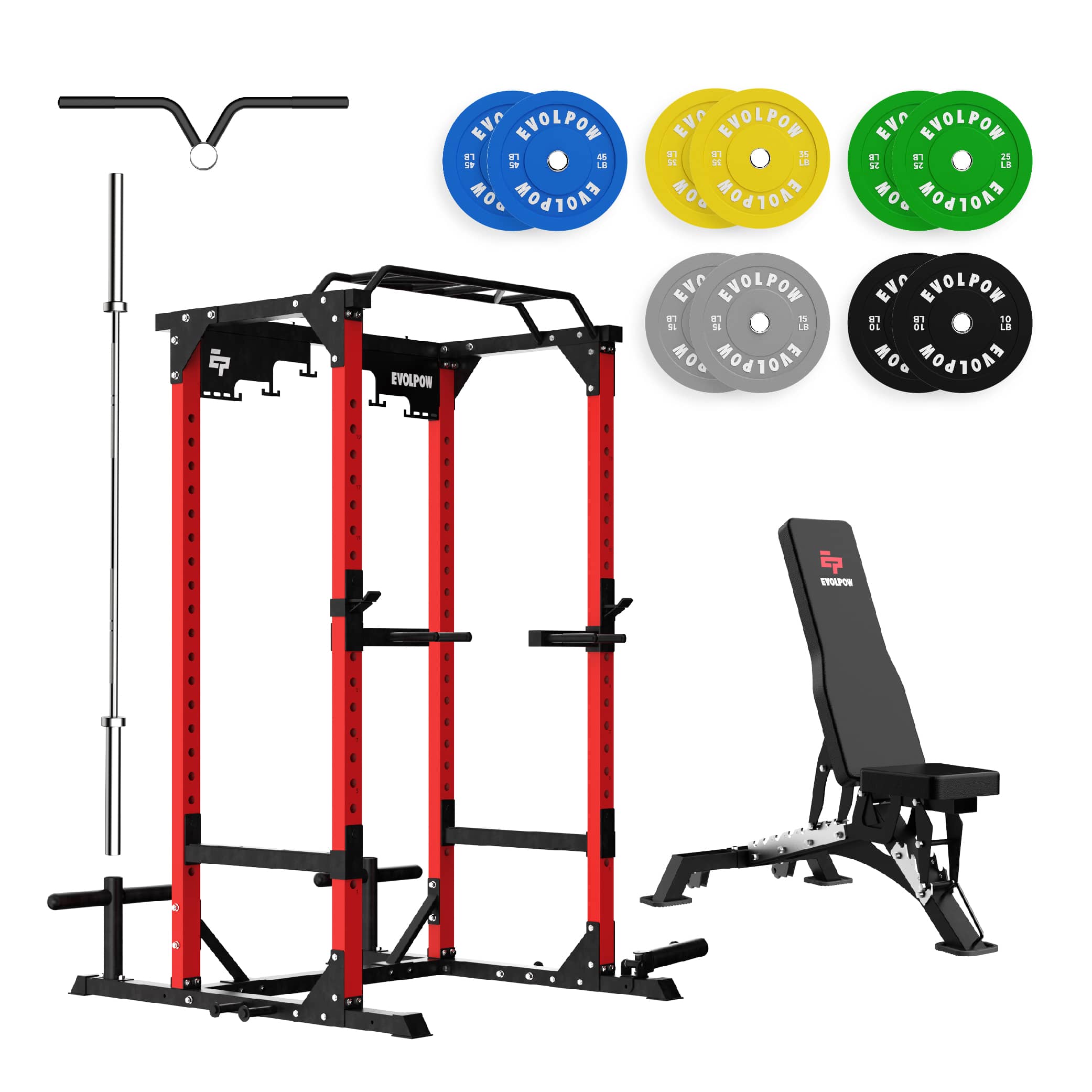 EVOLPOW P3B Tank All-in-One Power Rack Home Gym Package