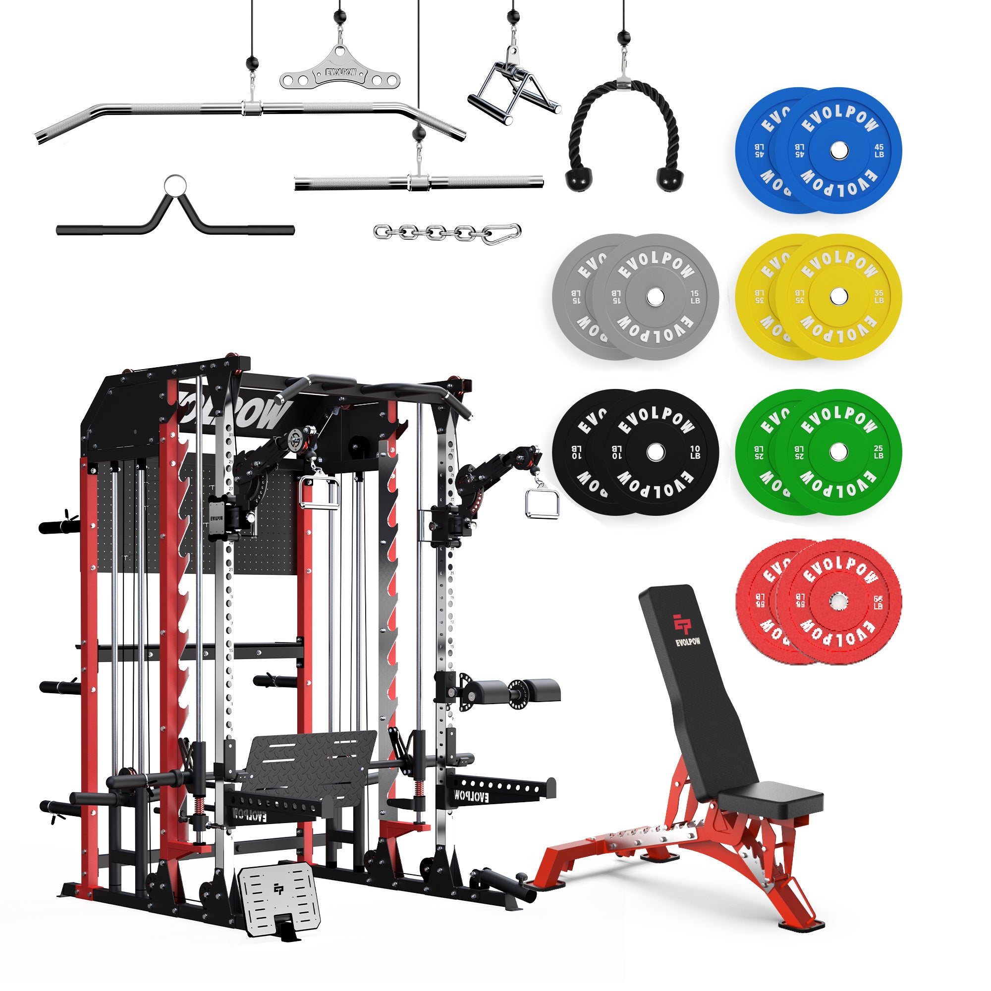 EVOLPOW M2B Pro Brute All-In-One Smith Machine Home Gym Package