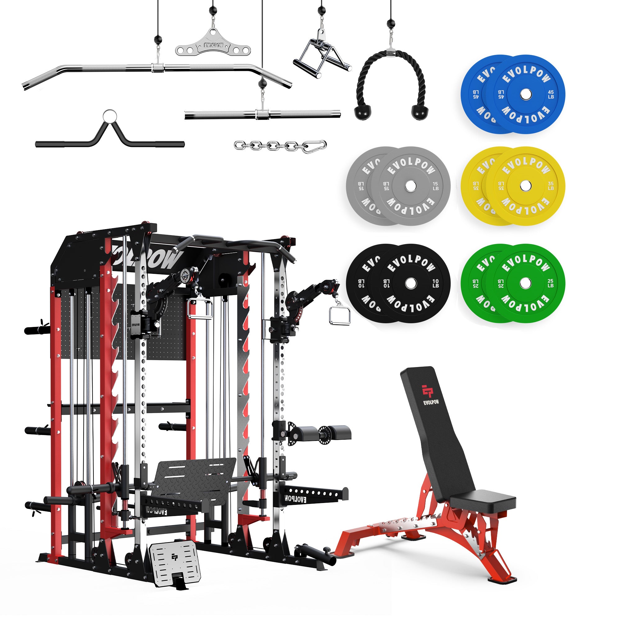 EVOLPOW M2B Pro Brute All-In-One Smith Machine Home Gym Package