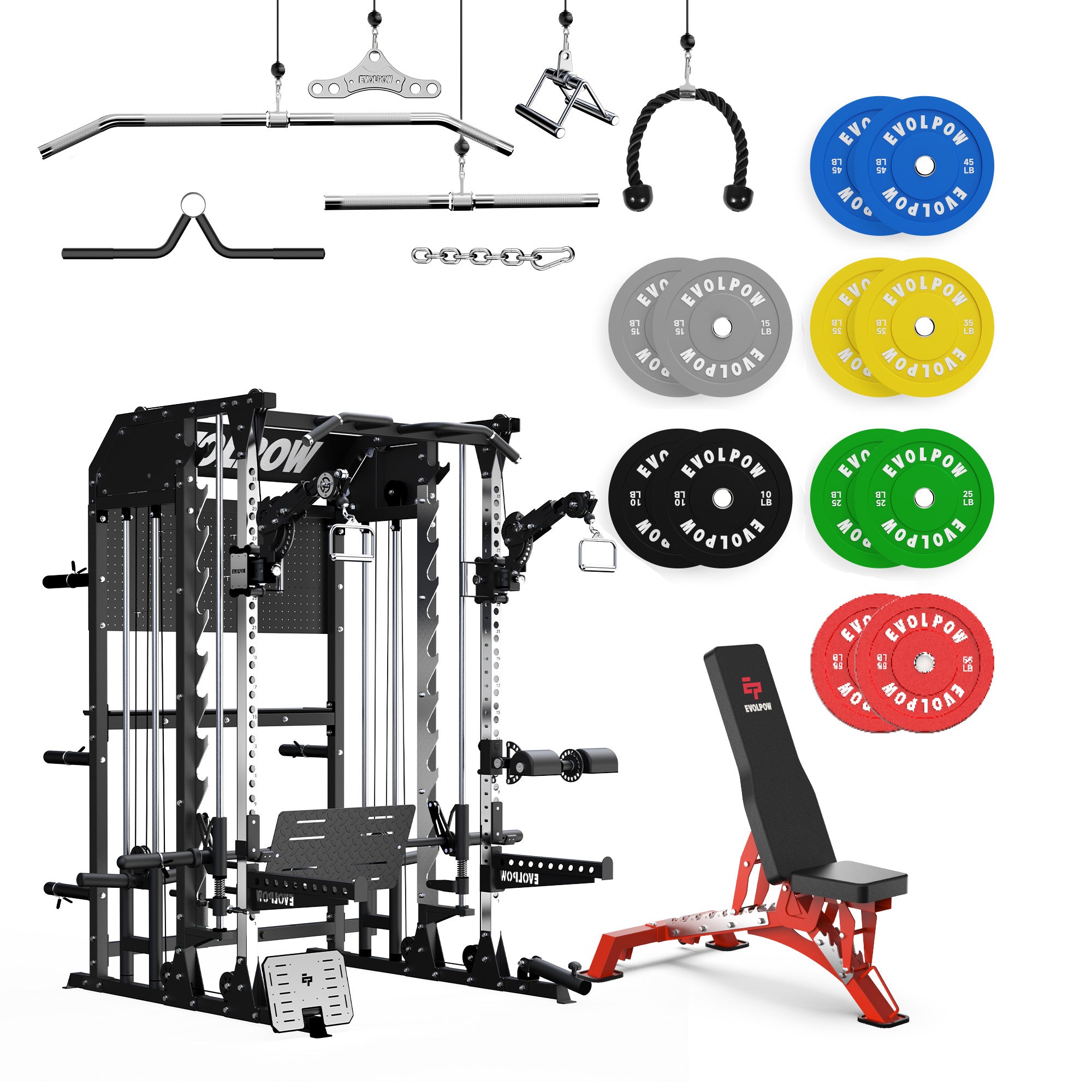 EVOLPOW M2B Pro Brute All-In-One Smith Machine Home Gym Package