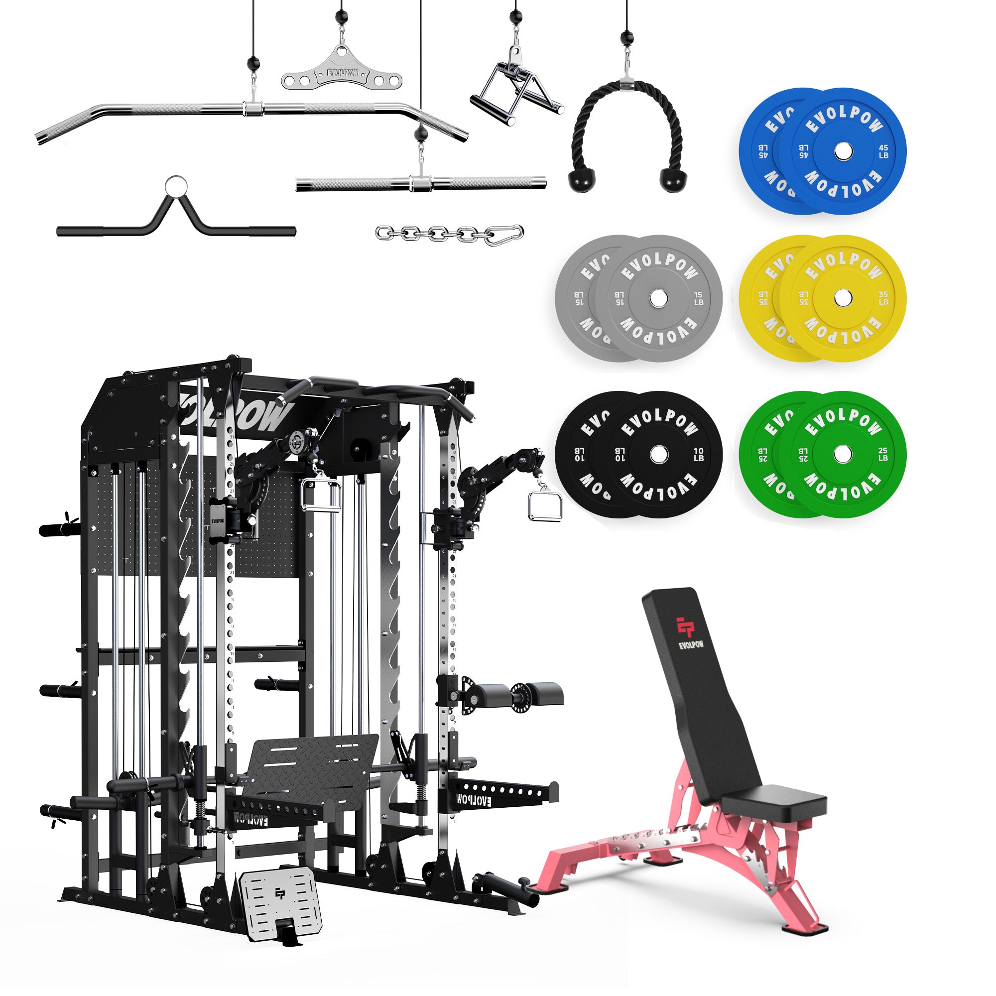 EVOLPOW M2B Pro Brute All-In-One Smith Machine Home Gym Package