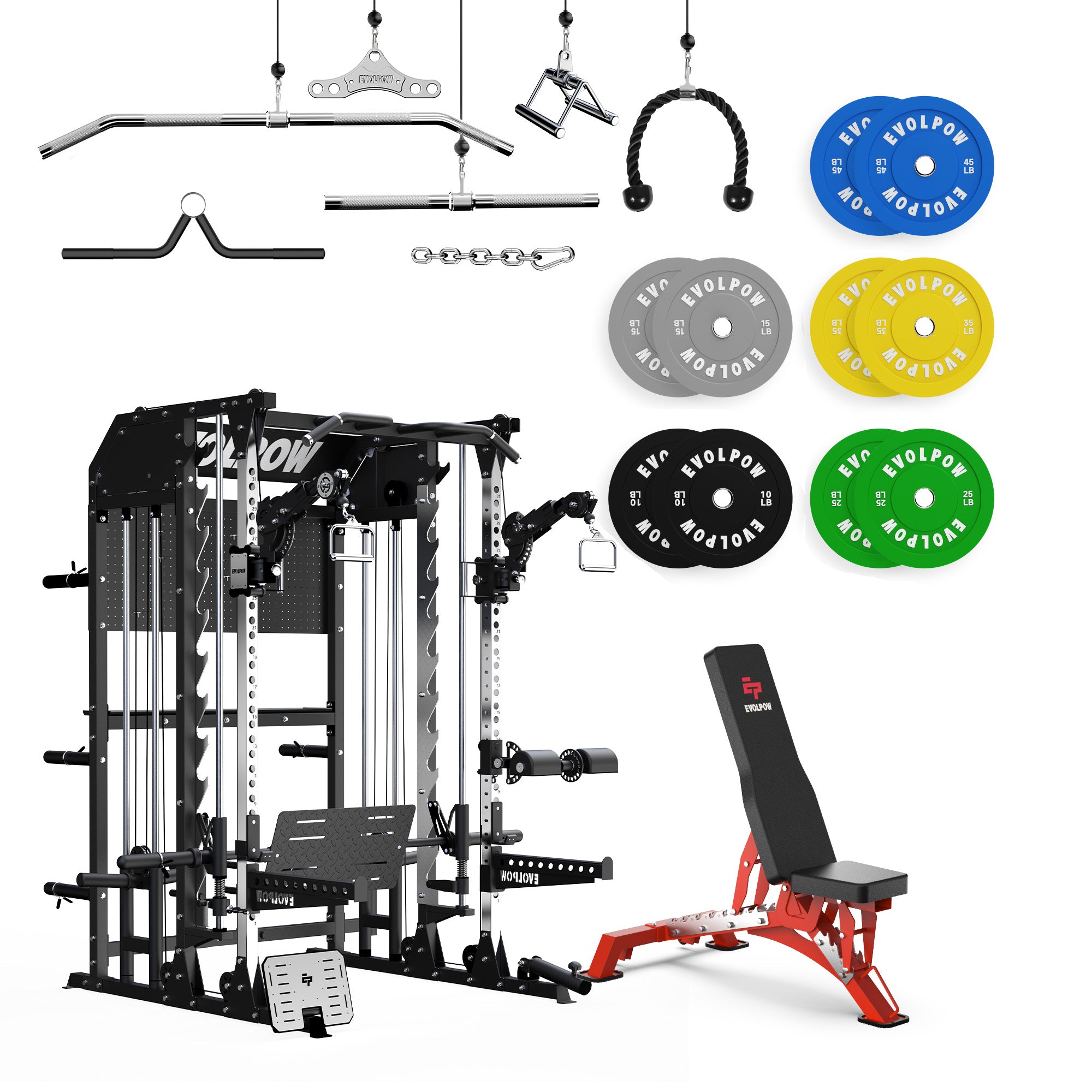 EVOLPOW M2B Pro Brute All-In-One Smith Machine Home Gym Package