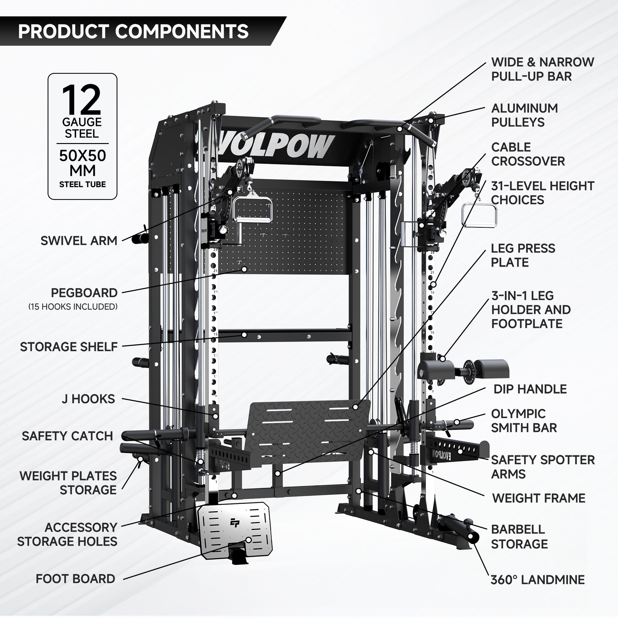 EVOLPOW M2B Pro Brute All-In-One Smith Machine Home Gym