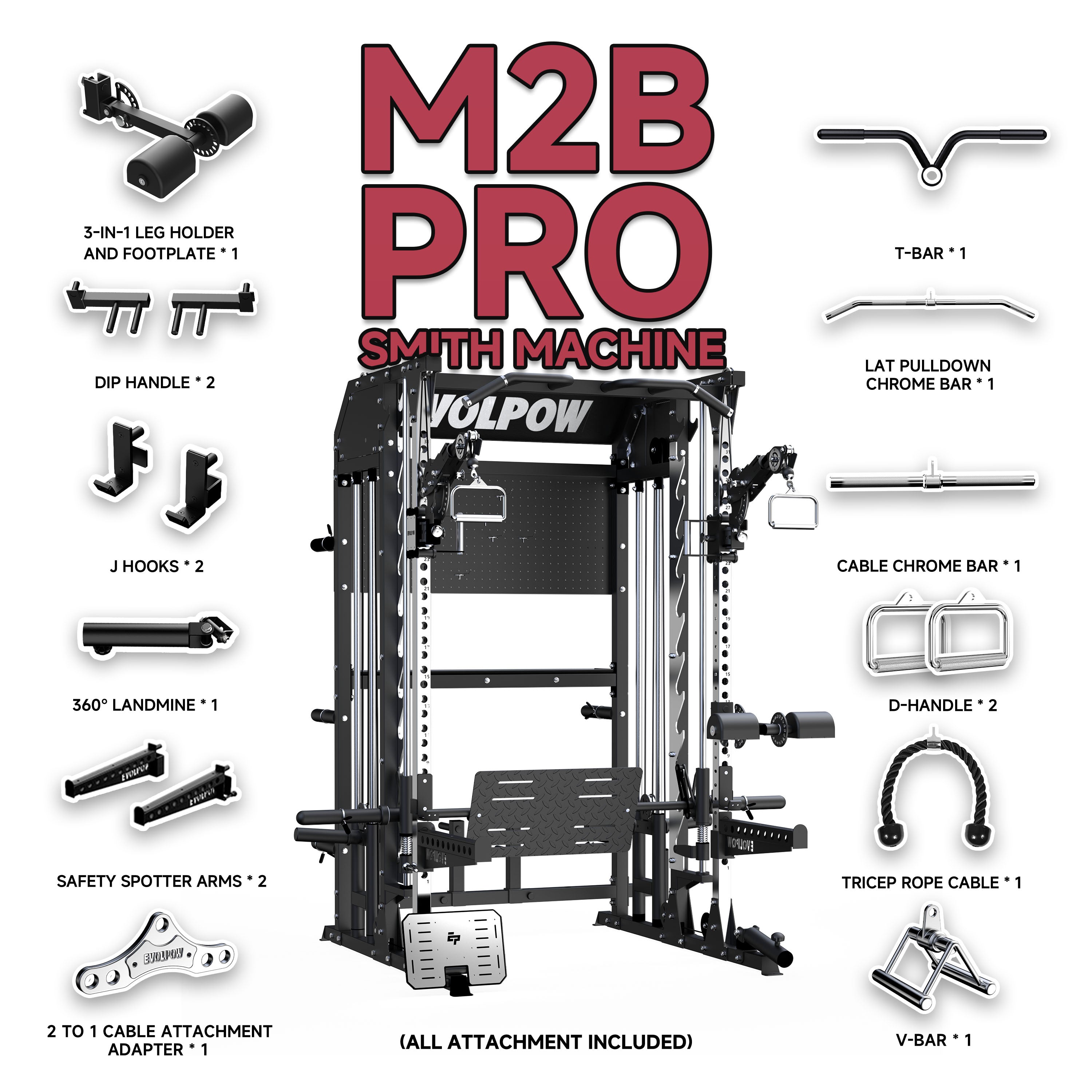 EVOLPOW M2B Pro Brute All-In-One Smith Machine Home Gym